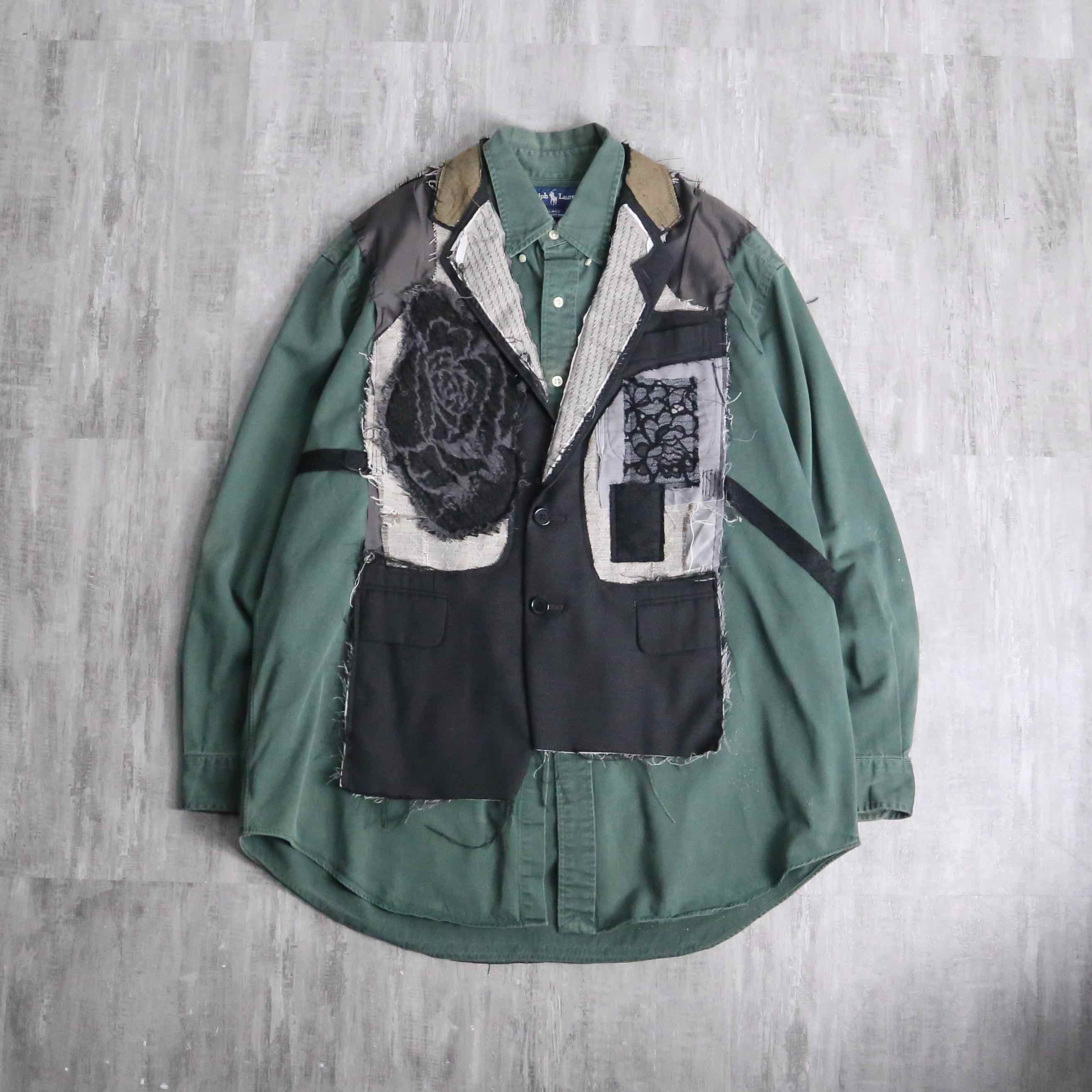古着 リメイク shirt docking tailored vest Re:make