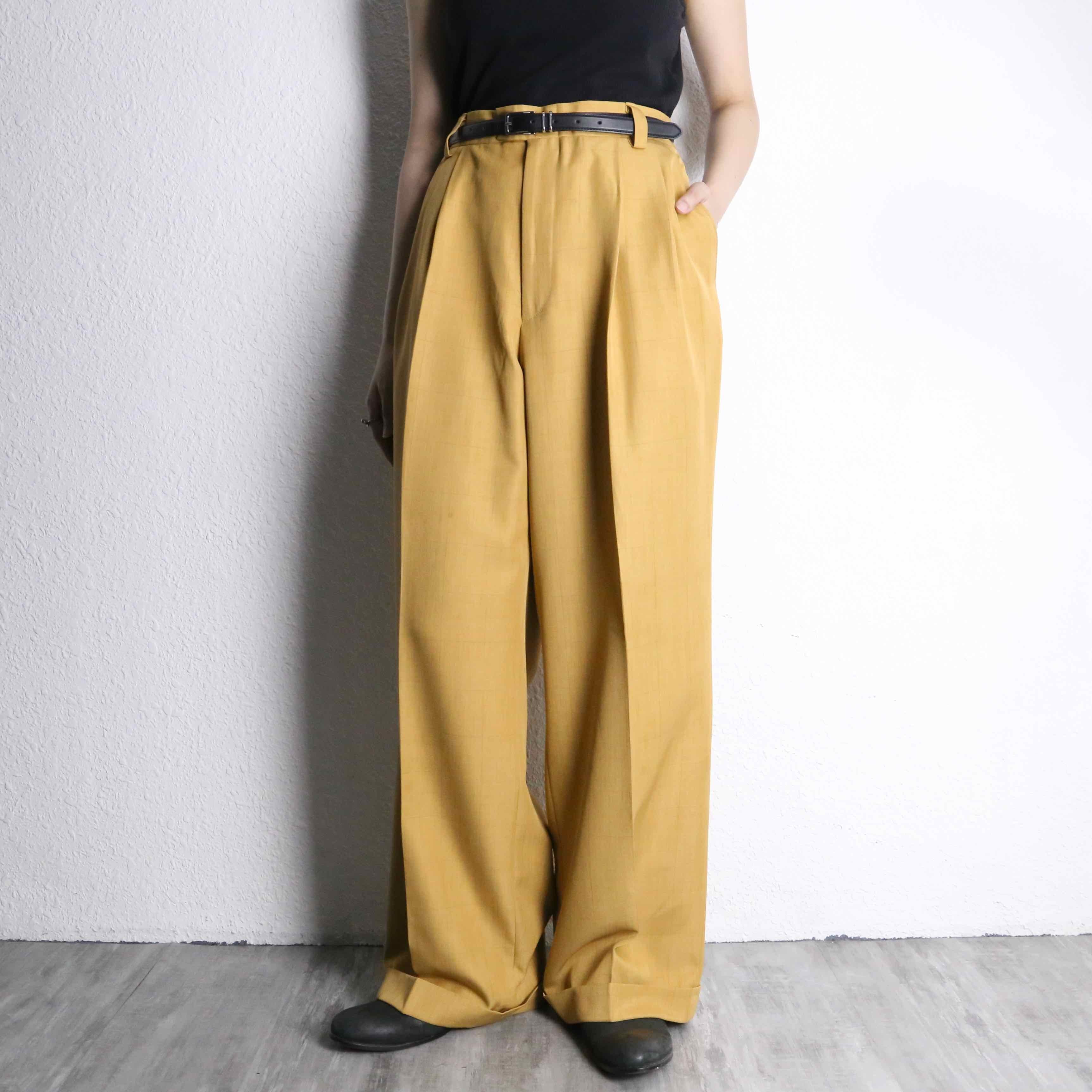 STACY ADAMS 2タック ワイドスラックス USA古着 マスタード STACY ADAMS” mustard color 2tuck wide slacks