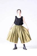 BISHOOL Cupra Jacquard 帯締 3Tuck Half Pants yellow
