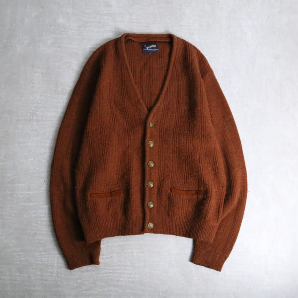 "puritan" orange brown knit cardigan