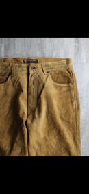 "POLO JEANS" camel brown color straight suede pants.