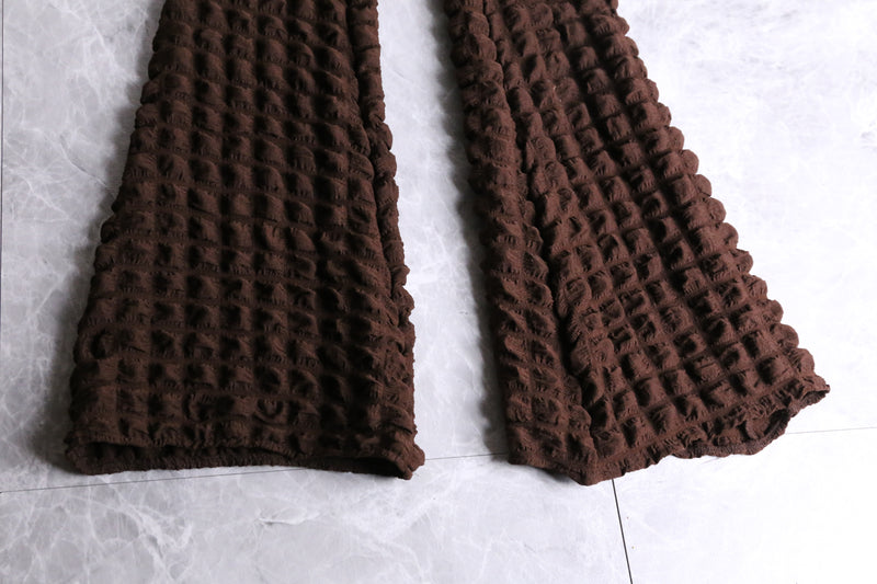 dark brown square pleats flare pants