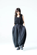 BISHOOL Wool Gabardine Wide Pleats Lantern Pants