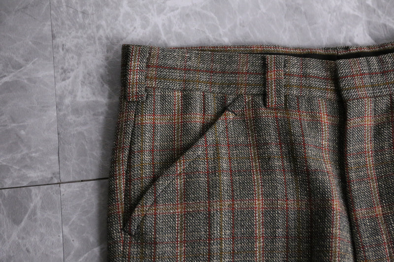 70's check tweed flare slacks