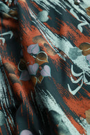 70's artistic printing poly dress shirt