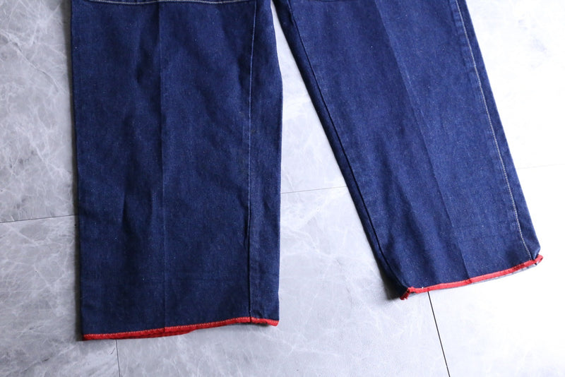 indigo blue red piping baggy painter pants