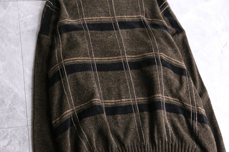 dark brown all over pattern check knit