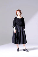 BISHOOL Wool Gabardine 帯締 3Tuck Half Pants black