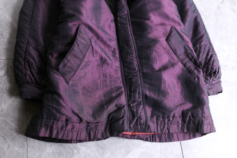 purple floral switching design blouson jacket