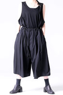 BISHOOL Wool Gabardine 帯締 3Tuck Half Pants black