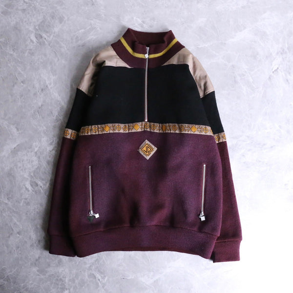 knit switch half-zip pull-over
