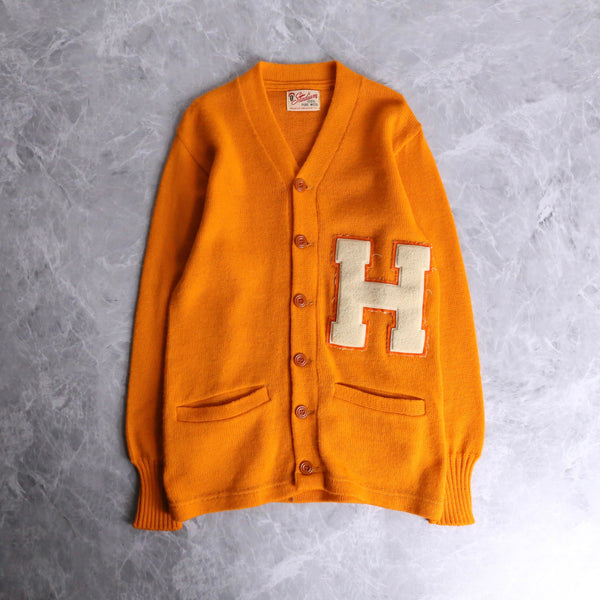 60’s orange color lettered cardigan