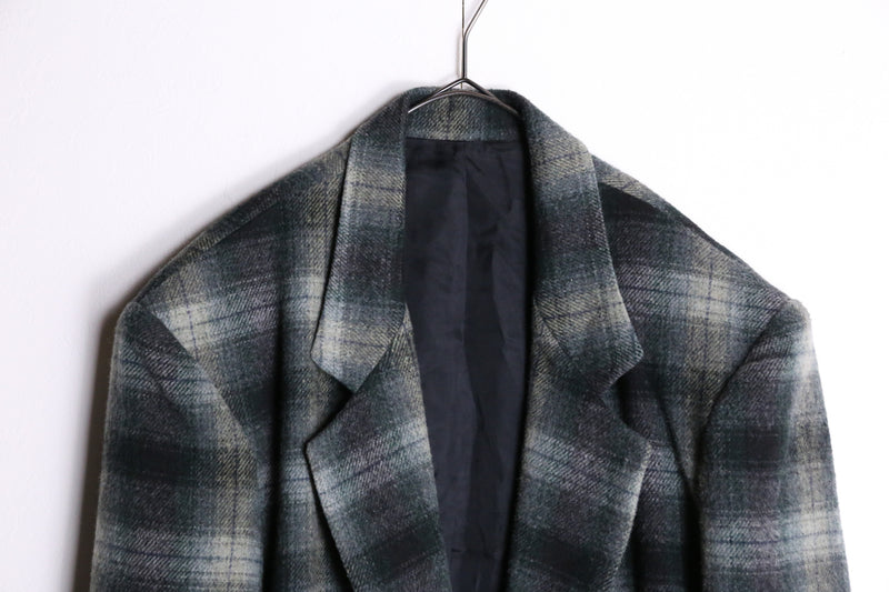 ombre check single breast tailored jacket