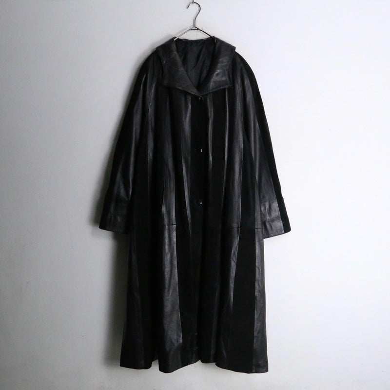 1980-90s lamb × suede combi leather coat