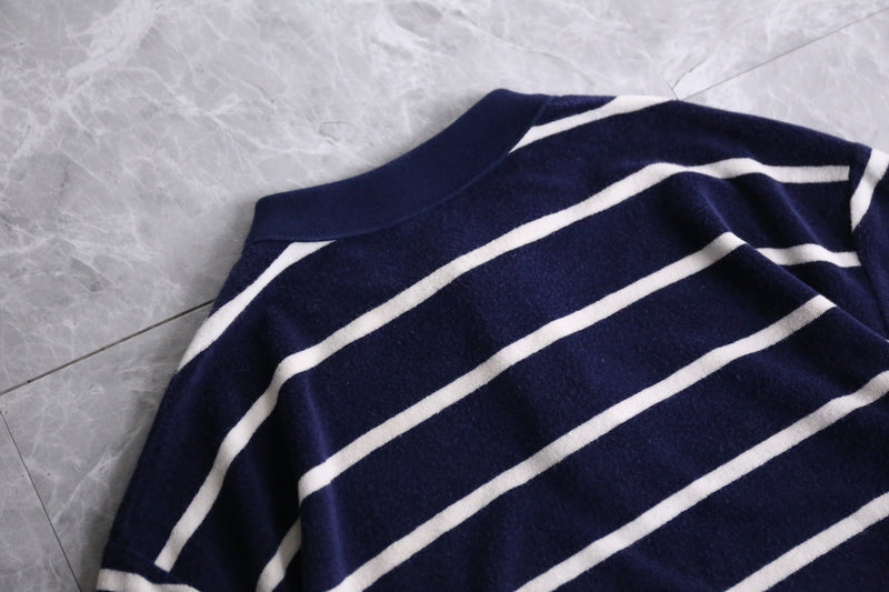 "Ralph Lauren" navy × white border polo shirt