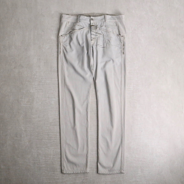 "M+F GIRBAUD" damage design white indigo denim pants