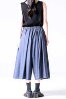 BISHOOL Wool Gabardine 帯締 3Tuck Half Pants blue gray