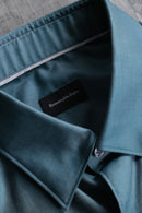 "Ermenegild Zegna" turquoise green twill cotton shirt