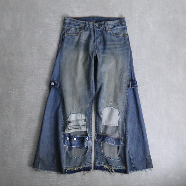 "Re:make" hole design flare denim pants