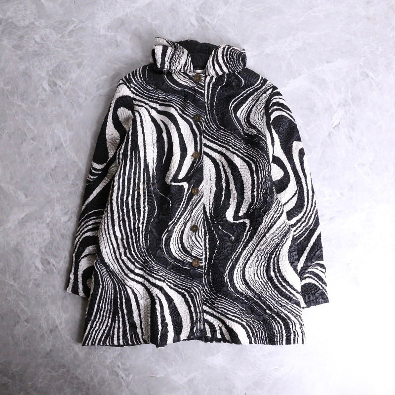 marble pattern popcorn hoodie jacket