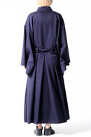 BISHOOL Wool Gabardine KIMONO Dress Coat dark blue