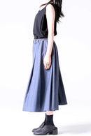 BISHOOL Wool Gabardine 帯締 3Tuck Half Pants blue gray