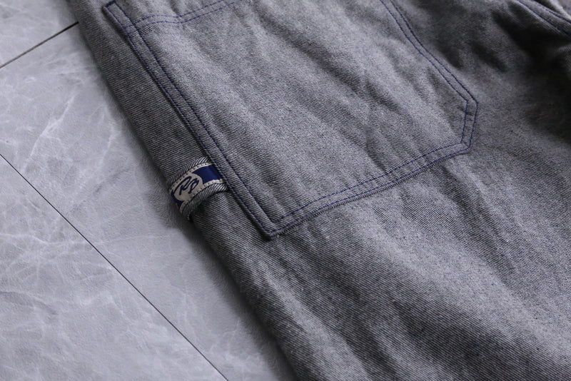 "Raw Blue" thick gray denim pants