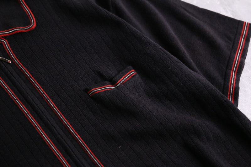 cotton × acryl zip-up h/s knit polo