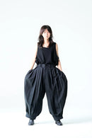 BISHOOL Wool Gabardine Wide Pleats Lantern Pants