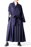 BISHOOL Wool Gabardine KIMONO Dress Coat dark blue