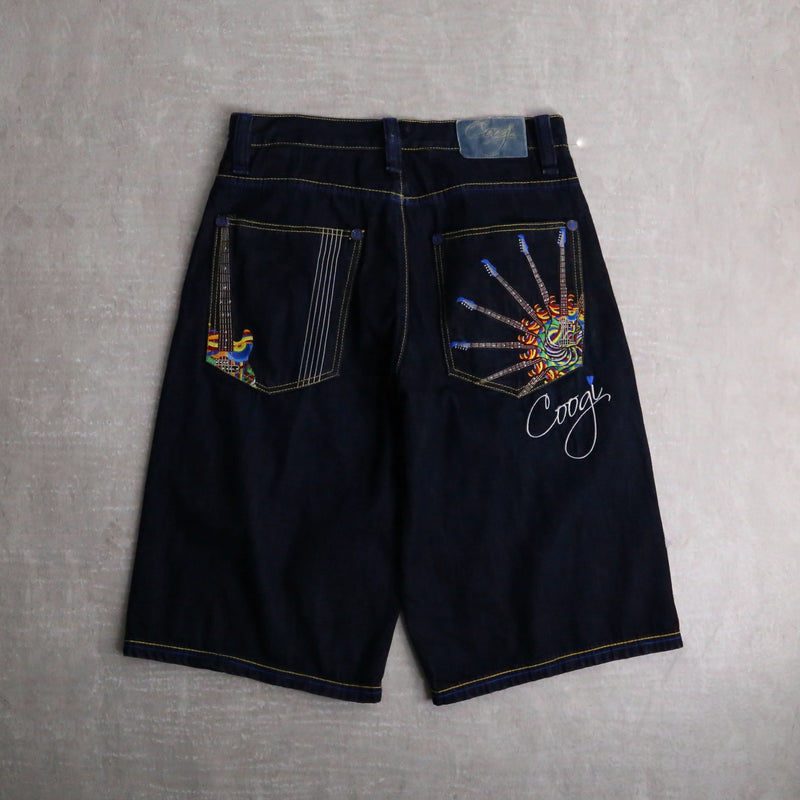 “COOGI” guitars embroidery buggy short denim pants