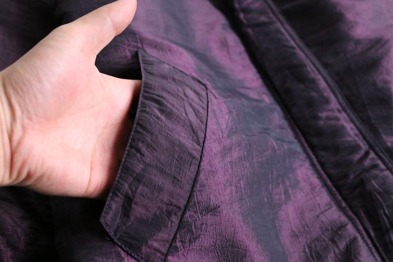 purple floral switching design blouson jacket