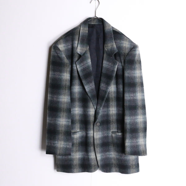 ombre check single breast tailored jacket