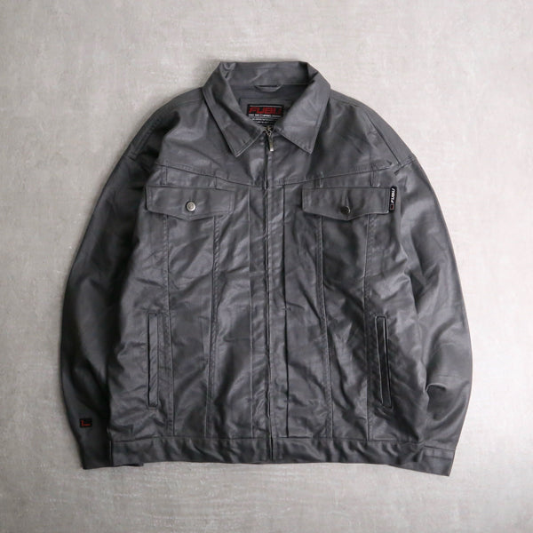 "FUBU" metallic gray loose denim jacket
