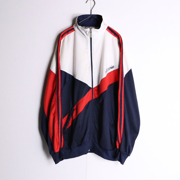 80‘s~”adidas“white×red×navy back print track jacket