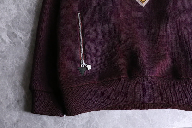 knit switch half-zip pull-over