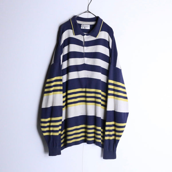 “Christian Dior”border design knit polo shirt