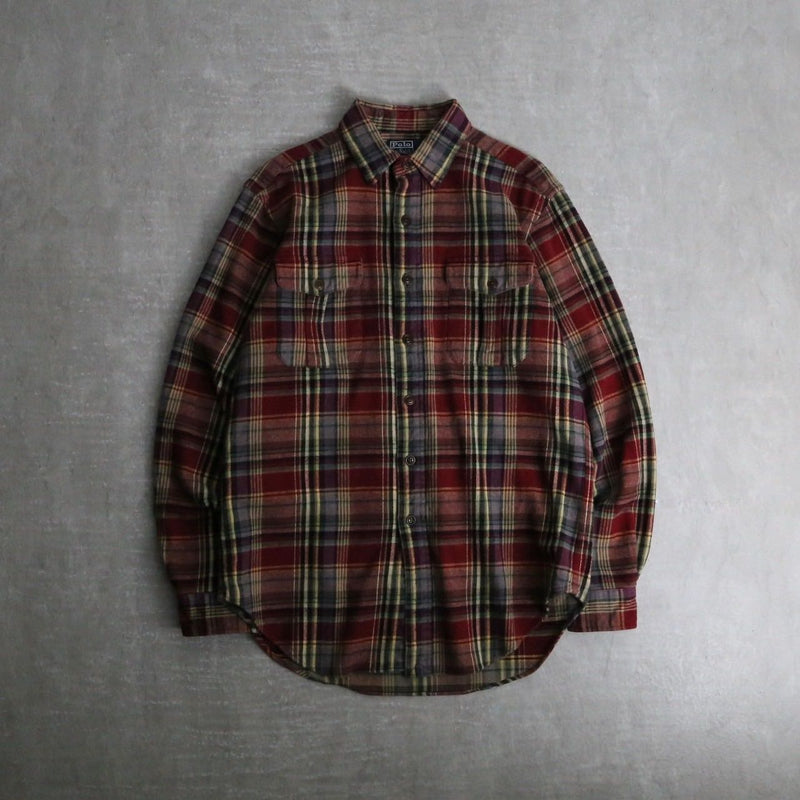 1990s polo by RL check cotton nel shirt