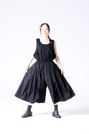 BISHOOL Wool Gabardine 帯締 3Tuck Half Pants black