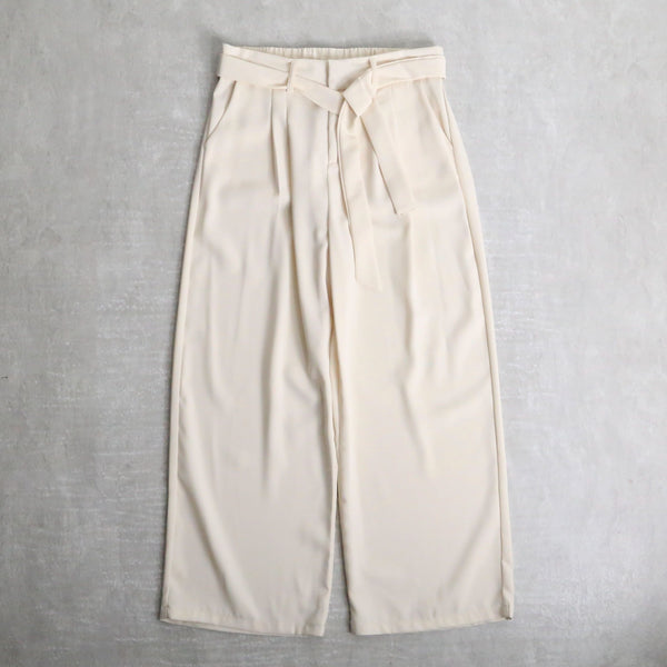 waist belt design ivory easy wide pants