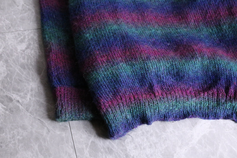 gradation boarder mohair knit cardigan