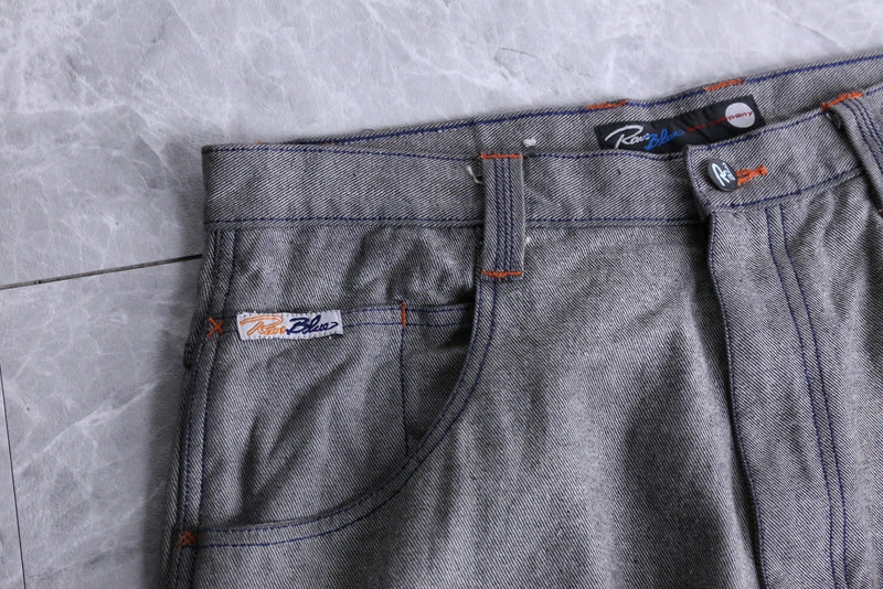 "Raw Blue" thick gray denim pants