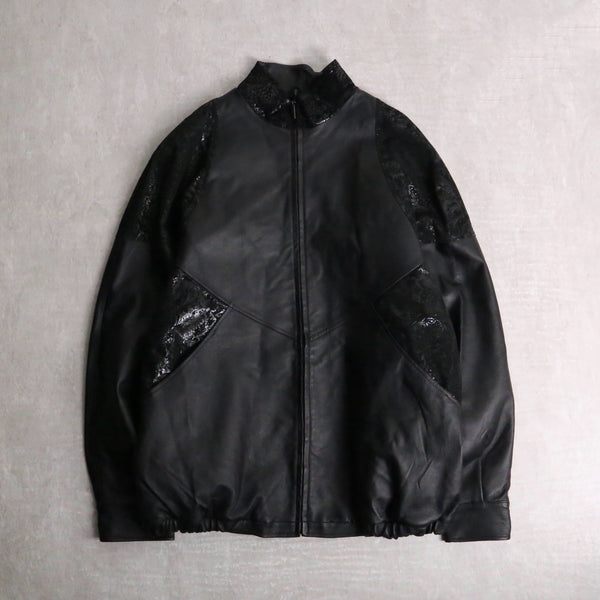 black switch design leather jacket