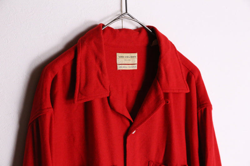 70's “VAN HEUSEN”open collar wool shirt