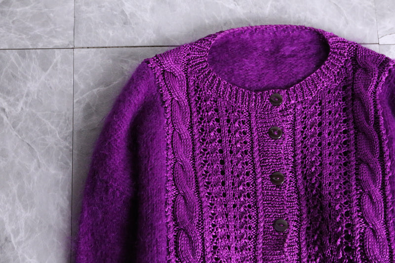 vivid purple short length alan cardigan