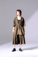 BISHOOL Wool Gabardine 帯締 3Tuck Half Pants mustard