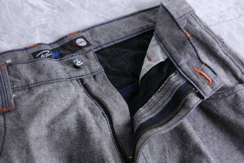 "Raw Blue" thick gray denim pants