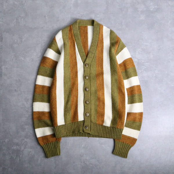 70's vintage stripe wool cardigan