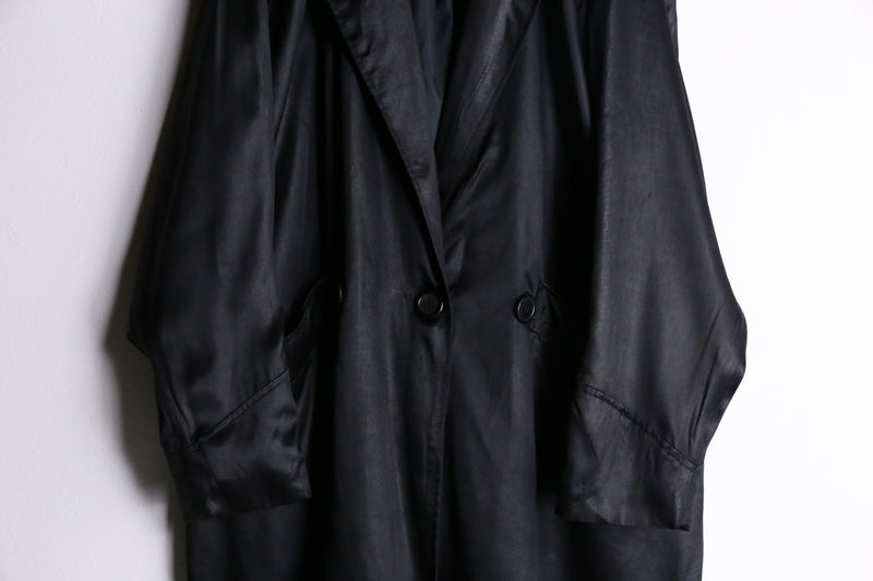 変形lapel design light long coat