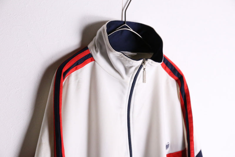 80‘s~”adidas“white×red×navy back print track jacket